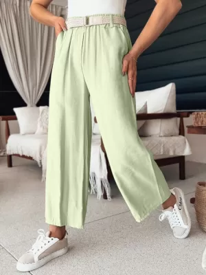 Pantalonii pentru doamne DSTREET CHIMAS UY2108 VERDE DESCHIS