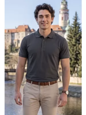 Tricou pentru bărbați cu guler ALTISPORT NP/ALM302 ARDEZIE ÎNTUNECATĂ
