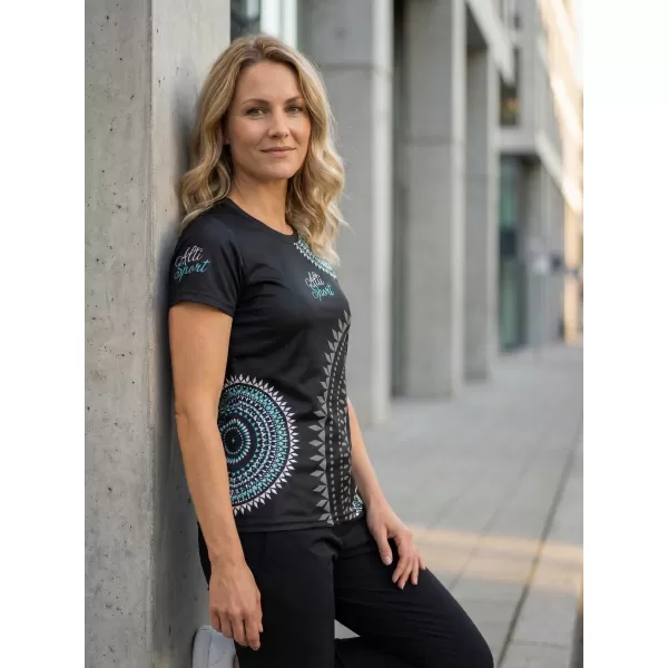  Tricou funcțional premium pentru femei ALTISPORT VOJ/ALW033TR01 NEGRU ȘI ALBASTRU 