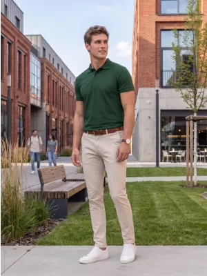 Tricou pentru bărbați cu guler ALTISPORT NP/ALM302 VERDE INCHIS