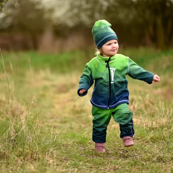  Hanorac fleece pentru copii WAMU MOZAIKA VERDE 