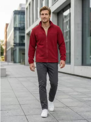Hanorac pentru bărbați din fleece ALTISPORT NP/ALM105 ROȘU MARLBORO
