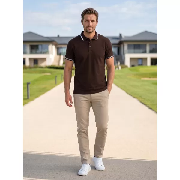  Tricou pentru bărbați cu guler ALTISPORT NP/ALM921 CAFEA 