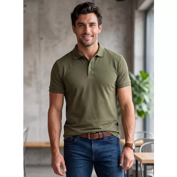  Tricou pentru bărbați cu guler ALTISPORT NP/ALM302 MILITAR 