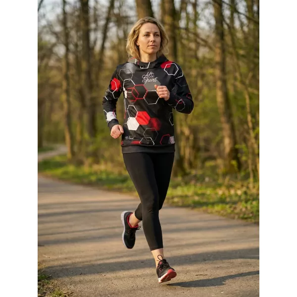  Hanorac funcțional premium pentru femei ALTISPORT VOJ/ALW037MI01 NEGRU ȘI ROȘU 
