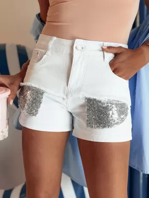 Pantaloni scurţi DSTREET SHINEWEAR SY0339 ALB