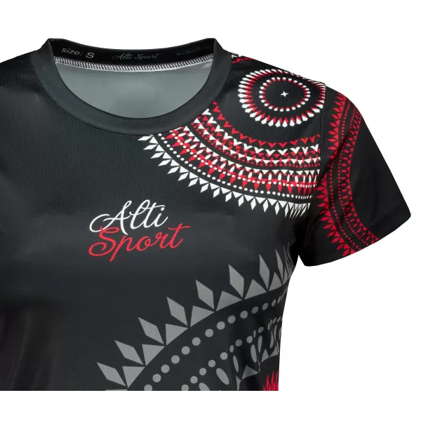  Tricou funcțional premium pentru femei ALTISPORT VOJ/ALW033TR01 NEGRU ȘI ROȘU 