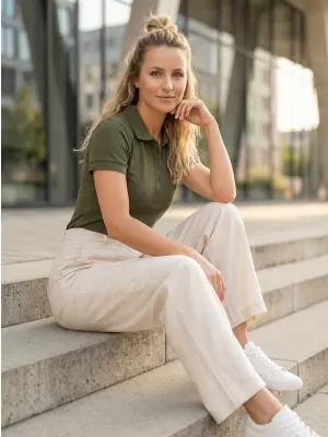 Tricou de damă cu guler ALTISPORT NP/ALW012 MILITAR