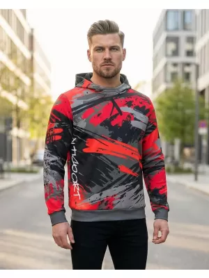 Hanorac premium pentru bărbați ALTISPORT VOJ/ALM014MI01 NEGRU ȘI ROȘU