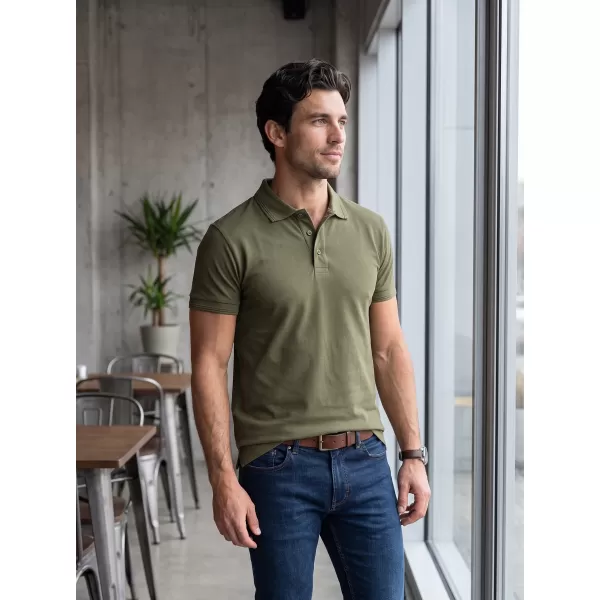  Tricou pentru bărbați cu guler ALTISPORT NP/ALM302 MILITAR 