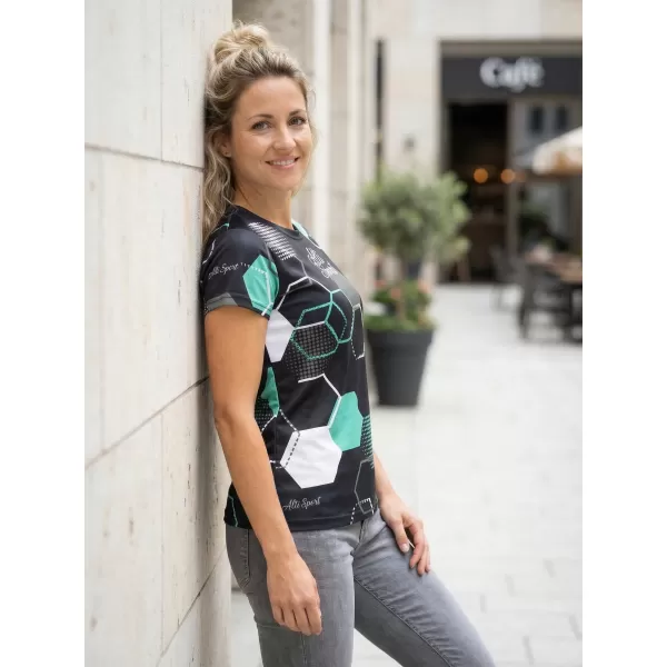  Tricou funcțional premium pentru femei ALTISPORT VOJ/ALW037TR01 NEGRU/TURCOAZ 