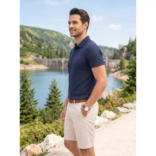  Tricou pentru bărbați cu guler ALTISPORT NoPrint NP/ALM712 ALBASTRU MARIN 