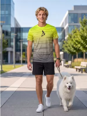 Tricou premium pentru bărbați ALTISPORT VOJ/ALM031TR01 NEGRU/GALBEN FLUO