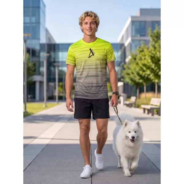  Tricou premium pentru bărbați ALTISPORT VOJ/ALM031TR01 NEGRU/GALBEN FLUO 