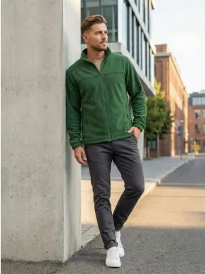 Hanorac pentru bărbați din fleece ALTISPORT NP/ALM105 STICLA VERDE