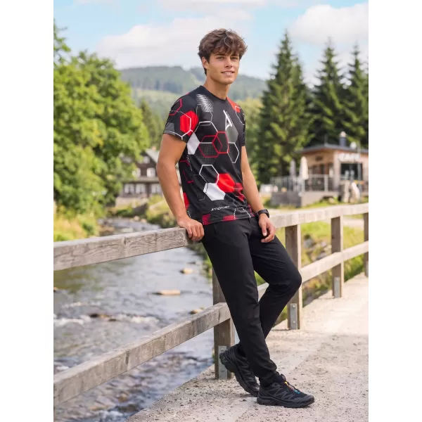  Tricou funcțional premium pentru bărbați ALTISPORT VOJ/ALM037TR01 NEGRU ȘI ROȘU 
