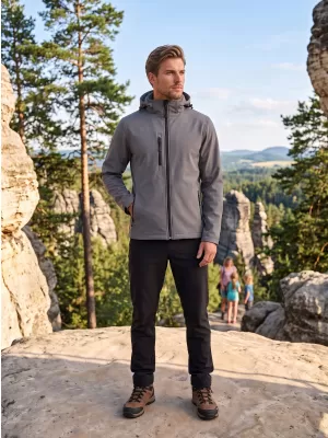 Jachetă softshell pentru bărbați ALTISPORT NP/ALM225 EVIDENȚIERI GRI ÎNCHIS