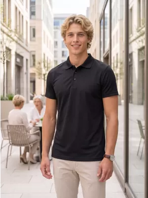 Tricou pentru bărbați cu guler ALTISPORT NoPrint NP/ALM712 NEGRU