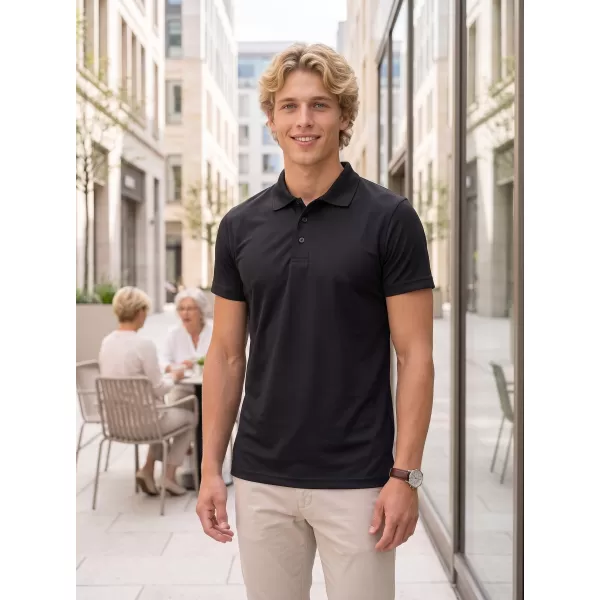  Tricou pentru bărbați cu guler ALTISPORT NoPrint NP/ALM712 NEGRU 