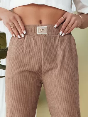 Pantalonii pentru doamne DSTREET BRINAT UY2049 CARAMEL