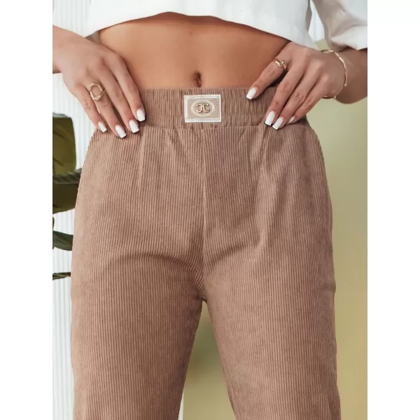  Pantalonii pentru doamne DSTREET BRINAT UY2049 CARAMEL 