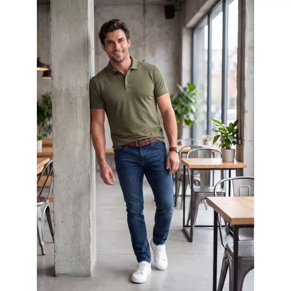  Tricou pentru bărbați cu guler ALTISPORT NP/ALM302 MILITAR 