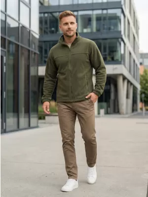 Hanorac pentru bărbați din fleece ALTISPORT NP/ALM105 MILITAR
