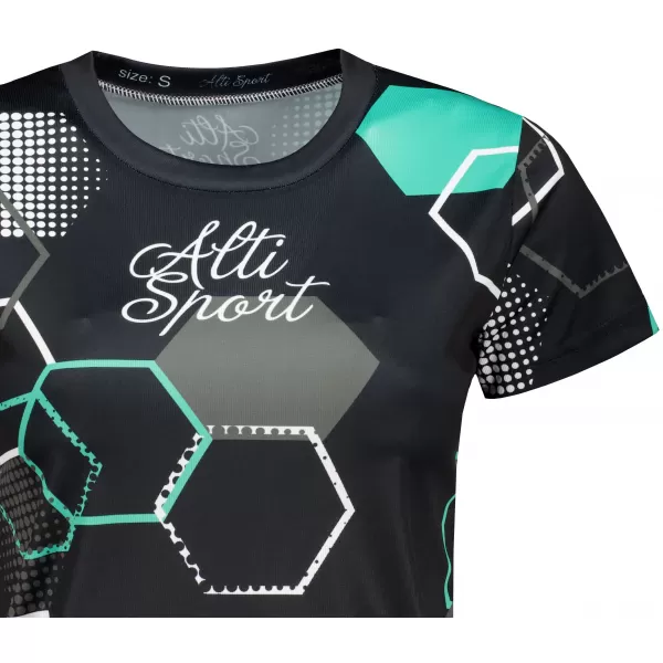  Tricou funcțional premium pentru femei ALTISPORT VOJ/ALW037TR01 NEGRU/TURCOAZ 