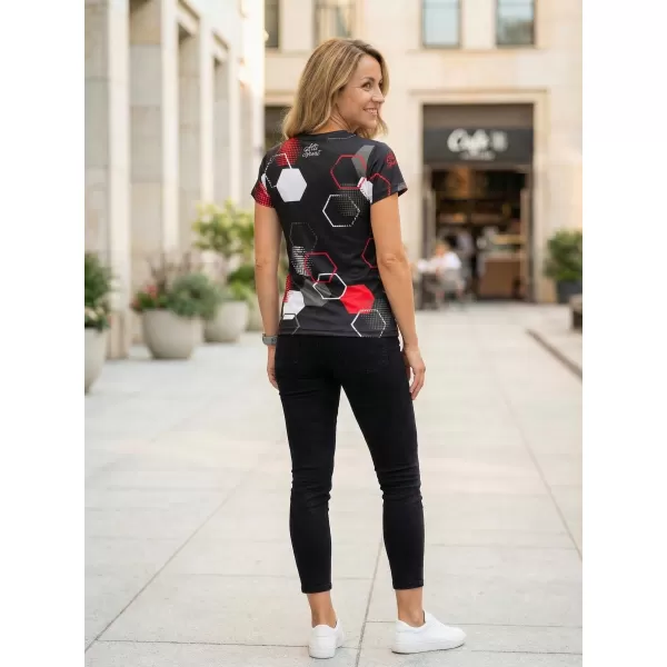  Tricou funcțional premium pentru femei ALTISPORT VOJ/ALW037TR01 NEGRU ȘI ROȘU 