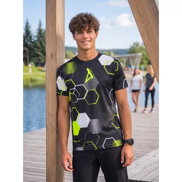  Tricou funcțional premium pentru bărbați ALTISPORT VOJ/ALM037TR01 NEGRU ȘI GALBEN 