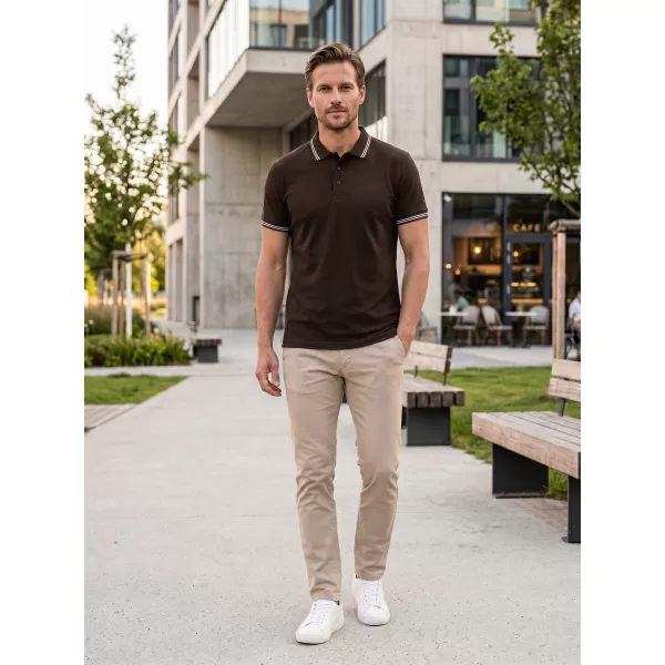  Tricou pentru bărbați cu guler ALTISPORT NP/ALM921 CAFEA 
