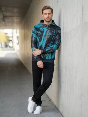 Hanorac premium pentru bărbați ALTISPORT VOJ/ALM010MI01 NEGRU/SMARALD