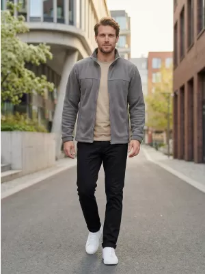 Hanorac pentru bărbați din fleece ALTISPORT NP/ALM105 GRI OȚEL