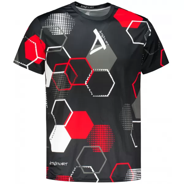  Tricou funcțional premium pentru bărbați ALTISPORT VOJ/ALM037TR01 NEGRU ȘI ROȘU 