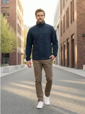 Hanorac pentru bărbați din fleece ALTISPORT NP/ALM105 ALBASTRU MARIN