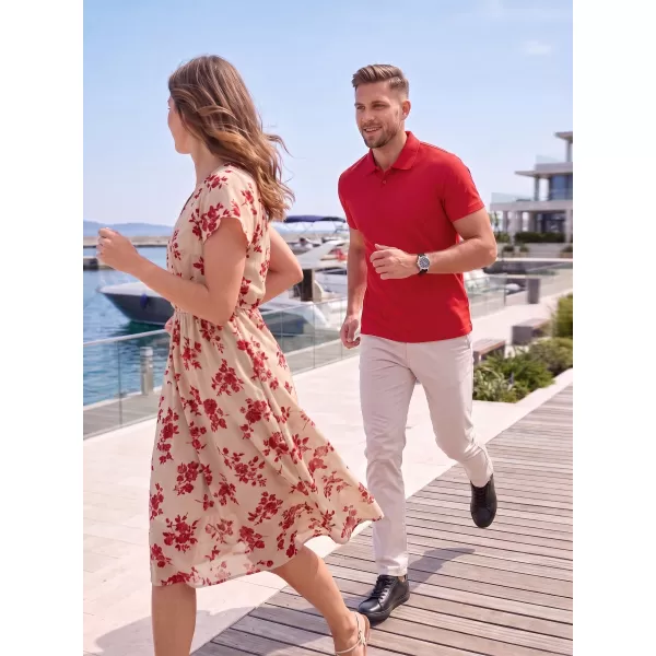  Tricou pentru bărbați cu guler ALTISPORT NoPrint NP/ALM712 ROȘU 