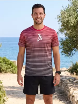 Tricou premium pentru bărbați ALTISPORT VOJ/ALM031TR01 NEGRU/VISINIU