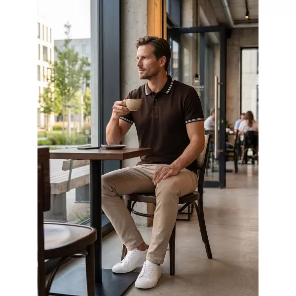  Tricou pentru bărbați cu guler ALTISPORT NP/ALM921 CAFEA 