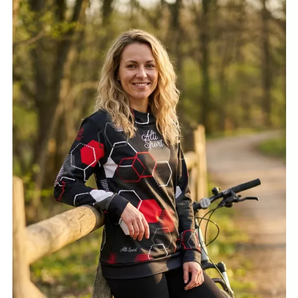  Hanorac funcțional premium pentru femei ALTISPORT VOJ/ALW037MI01 NEGRU ȘI ROȘU 