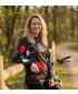 Hanorac funcțional premium pentru femei ALTISPORT VOJ/ALW037MI01 NEGRU ȘI ROȘU