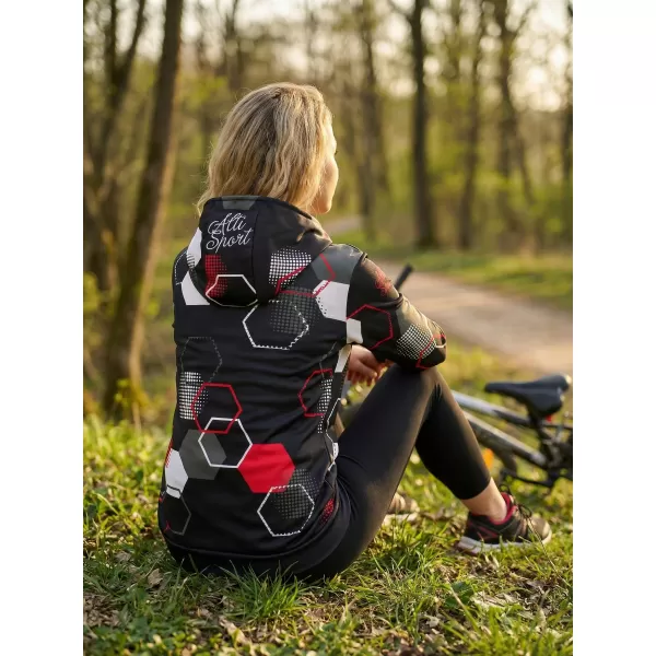  Hanorac funcțional premium pentru femei ALTISPORT VOJ/ALW037MI01 NEGRU ȘI ROȘU 