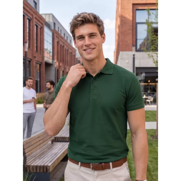  Tricou pentru bărbați cu guler ALTISPORT NP/ALM302 VERDE INCHIS 