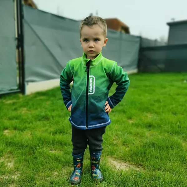  Hanorac fleece pentru copii WAMU MOZAIKA VERDE 