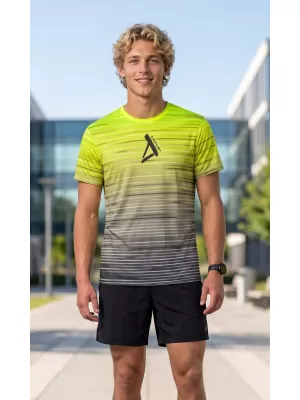 Tricou premium pentru bărbați ALTISPORT VOJ/ALM031TR01 NEGRU/GALBEN FLUO
