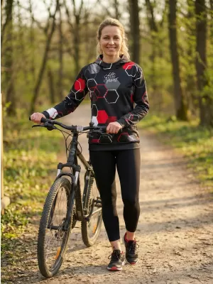 Hanorac funcțional premium pentru femei ALTISPORT VOJ/ALW037MI01 NEGRU ȘI ROȘU