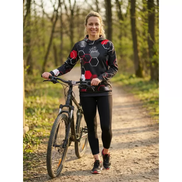  Hanorac funcțional premium pentru femei ALTISPORT VOJ/ALW037MI01 NEGRU ȘI ROȘU 