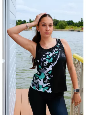 Maieu premium funcțional pentru femei ALTISPORT VOJ/ALW022TIL01 NEGRU/TURCOAZ