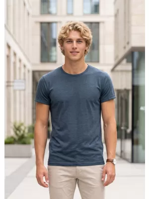 Tricou pentru bărbați ALTISPORT NoPrint NP/ALM361 EVIDENȚIERI DE DENIM ÎNCHIS LA CULOARE