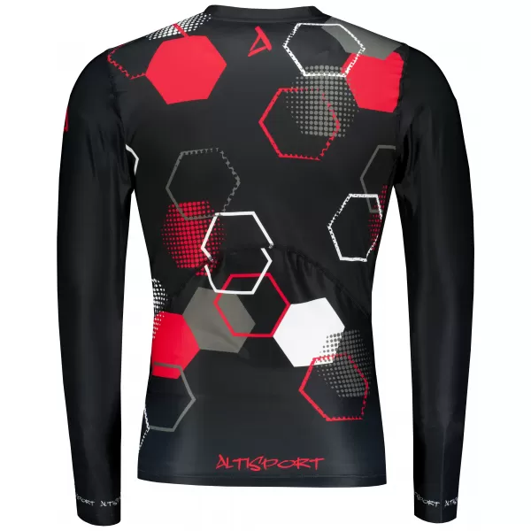  Tricou de compresie funcțional premium pentru bărbați ALTISPORT VOJ/ALM037TR03 NEGRU ȘI ROȘU 