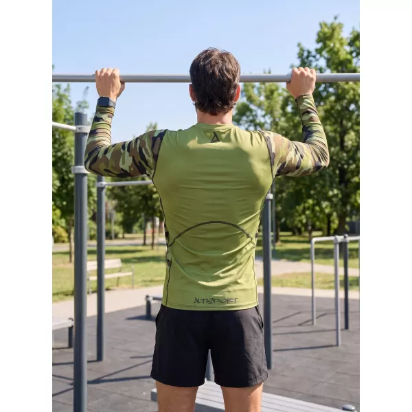  Compresia funcțională a bărbaților T -thirt premium ALTISPORT VOJ/ALM038TR03 GREEN/KAKI 